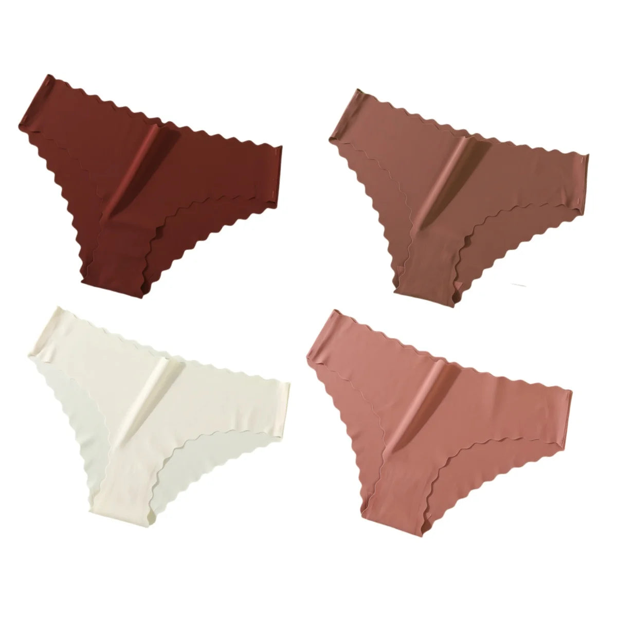 4Pcs/Set Classic Panties Women Low Rise Briefs Female Underpants Solid Color Underwear Ice Silk Panties Sexy Lingerie XS-XL