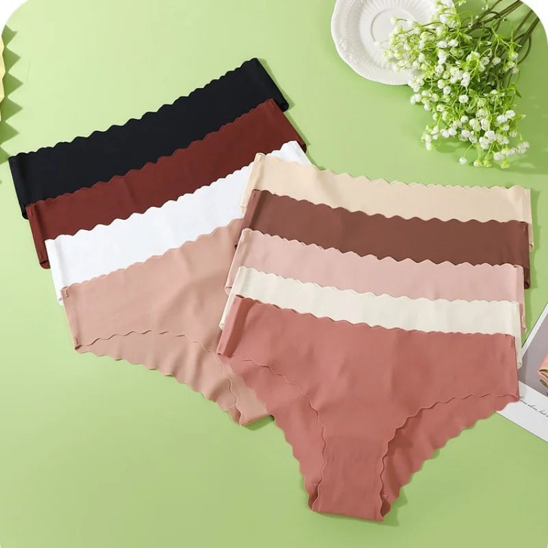 3Pcs/Set Ice Silk Panties Women Low Rise Briefs Female Underpants Glossy Invisible Underwear Sexy Lingerie XS-XL Bottoms Panties