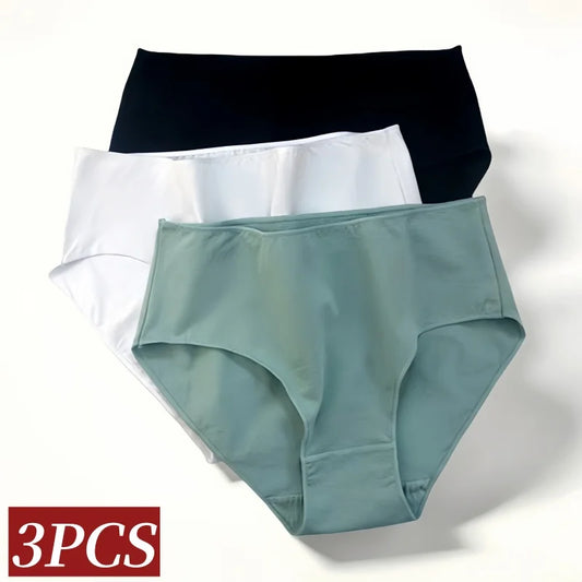 3Pcs/Set Cotton Panties Women High Waist Briefs Breathable Comfort Underwear Female Underpants Solid Color Intimates M-2XL Panty