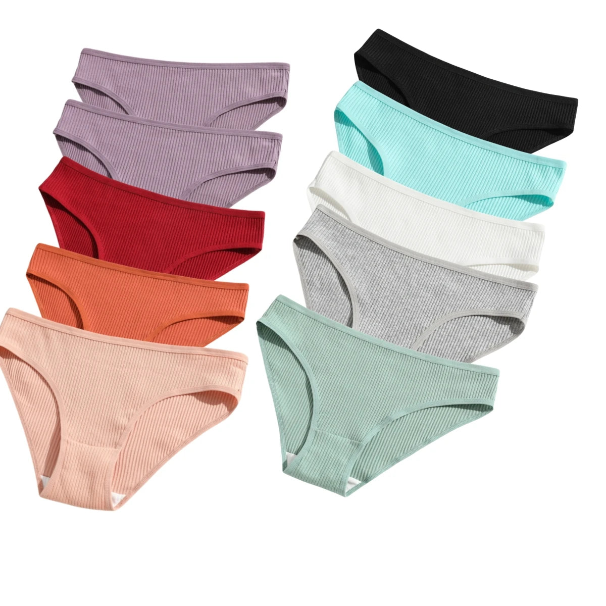 10Pcs/Set Cotton Briefs Breathable Panties Women Low Waist Briefs Sports Solid Color Seamless Underwear Female Underpants S-XXL