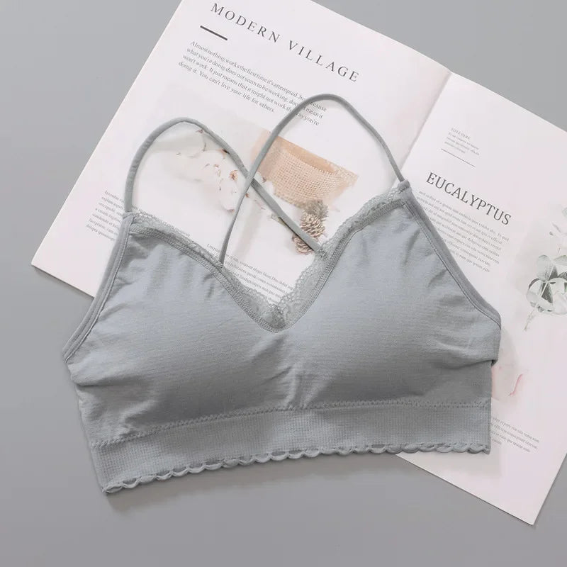 Women Bra Top Female Wireless Underwear Comfort Cross Strap Bras Removable Pads Seamless Sexy Lingerie
