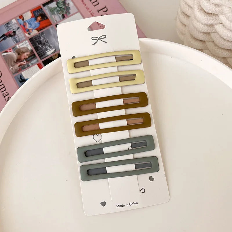 6Pcs/set Simple Colorful Frosted Hair Clip BB Clip for Women Girls Sweet Hairpin Bangs Side Clip Barrettes