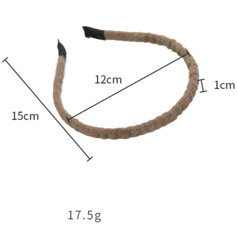 Retro Autumn Winter Wool Knitting Headbands Fashion Plush Elastic Hair Bands For Woman Girls Simple Sweet Temperament Hair Hoop