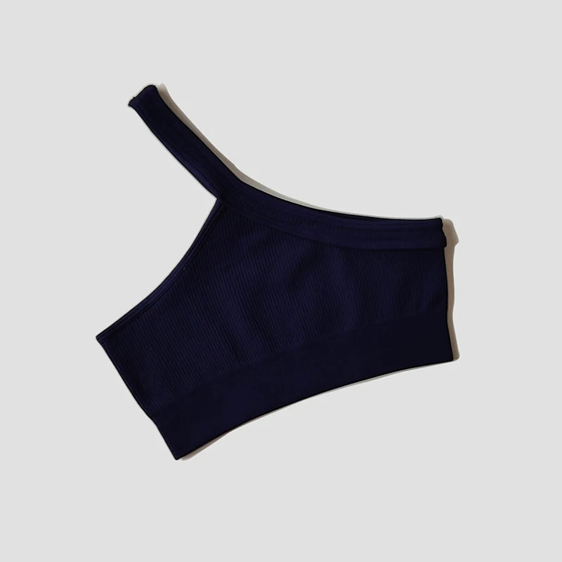 Sexy One Shoulder Yoga Bra Women Sports Crop Top Athletic Vest Push Up Underwear Sports Bra Sportswear