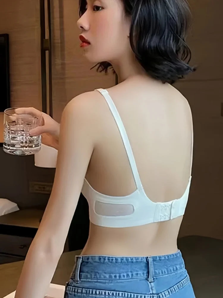 V-Neck Seamless Bras For Women Non-wire Push Up Bra With Pads U-back Brasiere Invisible Underwear Breathable Mesh Sexy Lingerie
