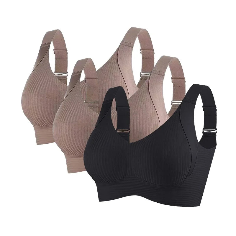 3Pcs/Set Push Up Bras For Women Non-wire Bra Seamless Underwear Adjust Straps B Cup Bralette Sexy Lingerie M-4XL Intimates