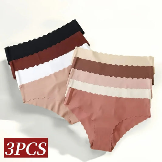 3Pcs/Set Ice Silk Panties Women Low Rise Briefs Female Underpants Glossy Invisible Underwear Sexy Lingerie XS-XL Bottoms Panties