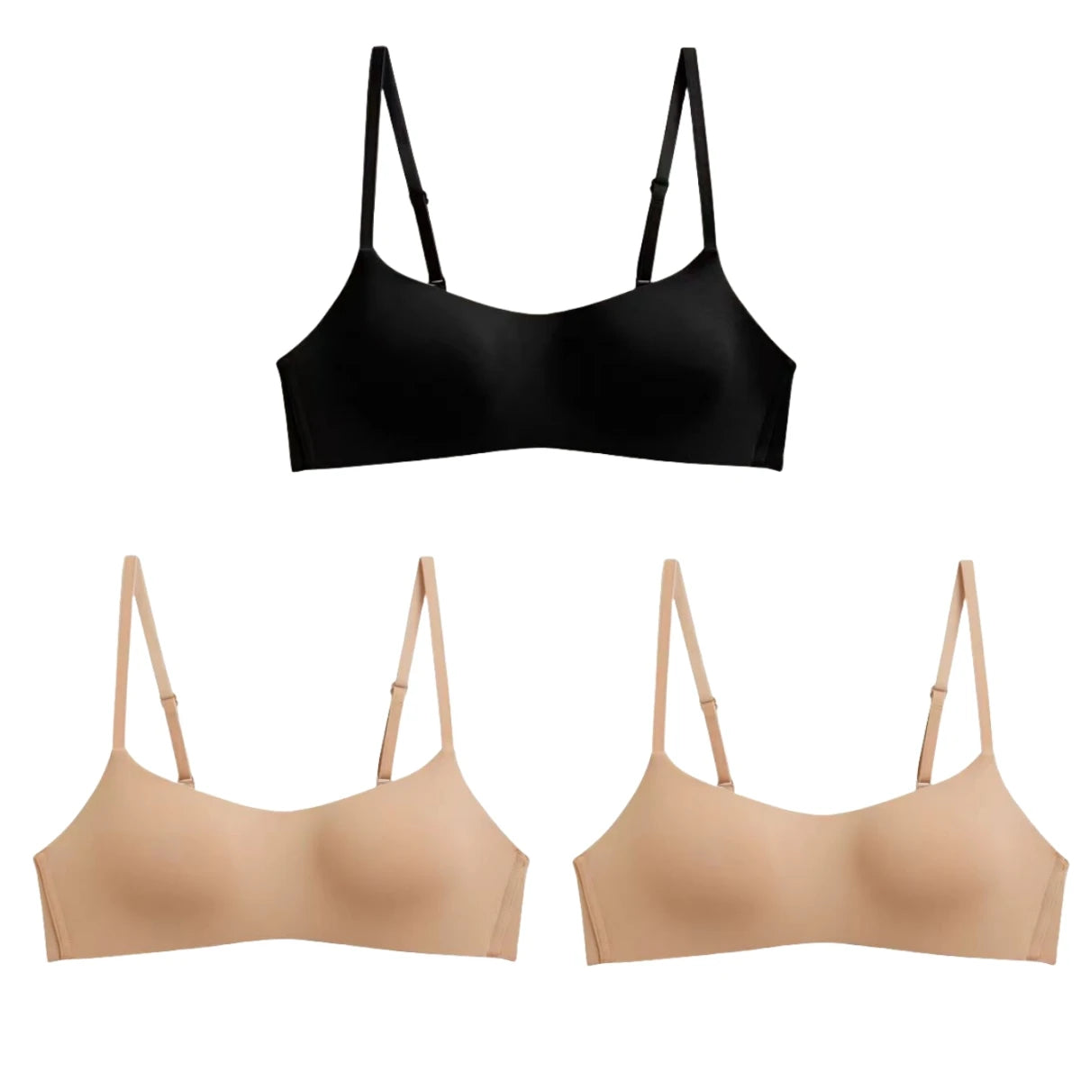 3Pcs/Lot Non-wire Push Up Bras For Women Seamless Underwear Female Sexy Lingerie 1/2 Cup Non-detachable Brassieres