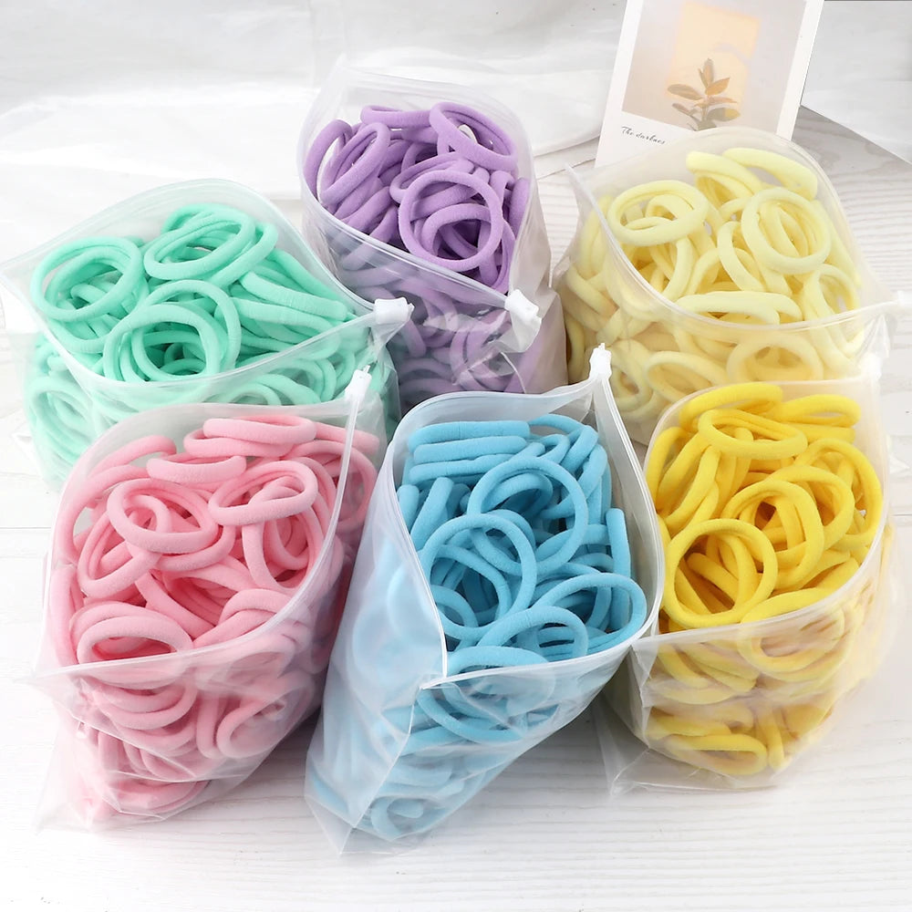 50Pcs Women Girl Mixed Colors Hair Bands 4cm Basic Hair Ties Elastic Headband Simple Hair Scrunchies Accessories Ponytail Holder
