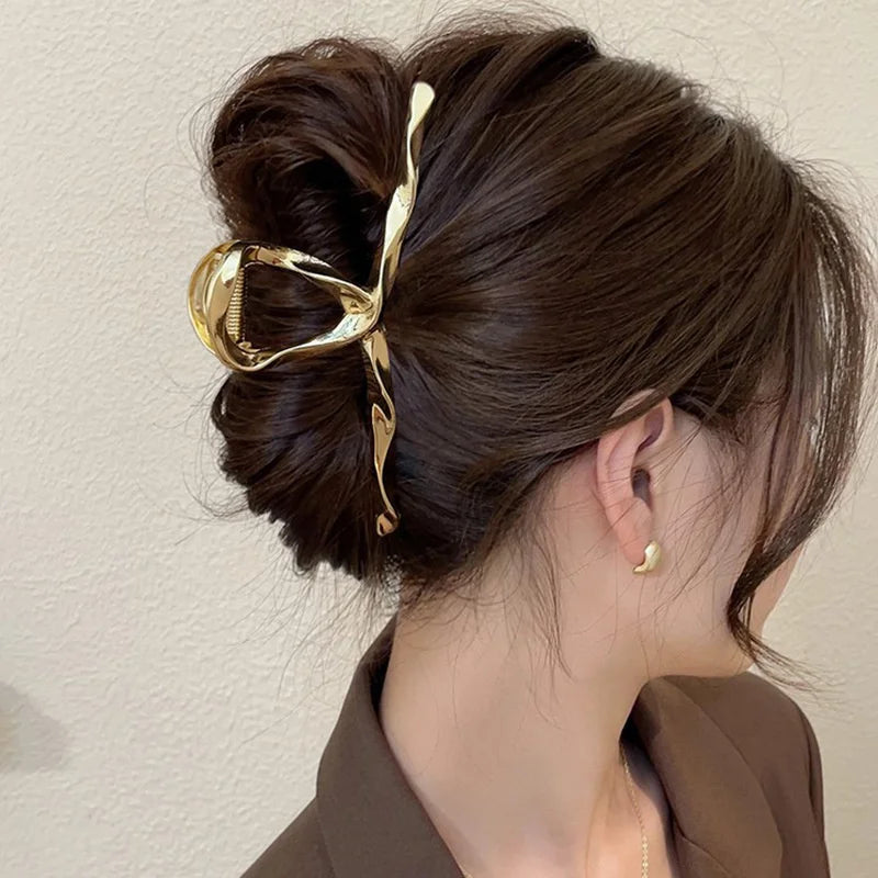 Metal Geometric Hair Claw Crab Hairpins Fashion Cross Hair Clips Barrettes Women Girls Korean Ponytail Clip Hair Accessories