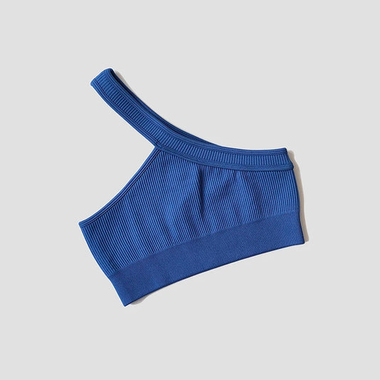 Sexy One Shoulder Yoga Bra Women Sports Crop Top Athletic Vest Push Up Underwear Sports Bra Sportswear