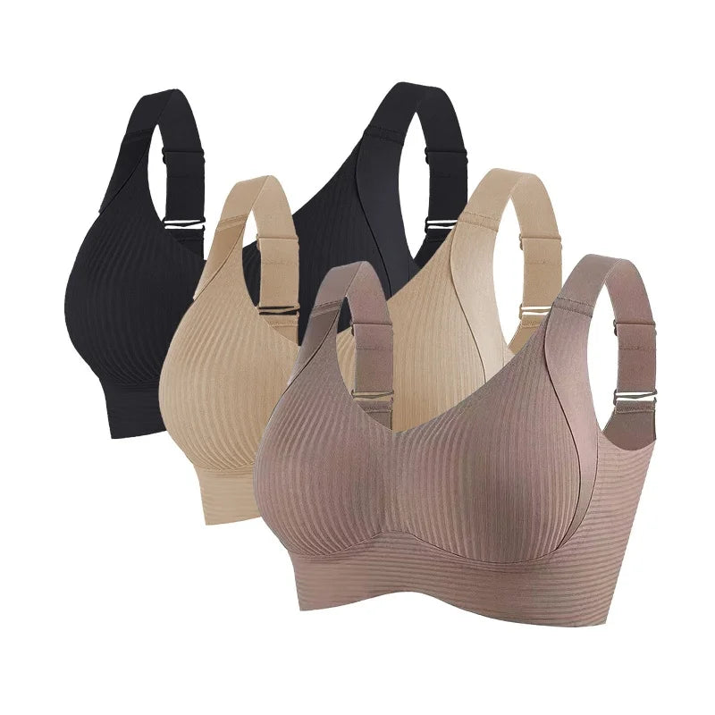 3Pcs/Set Push Up Bras For Women Non-wire Bra Seamless Underwear Adjust Straps B Cup Bralette Sexy Lingerie M-4XL Intimates