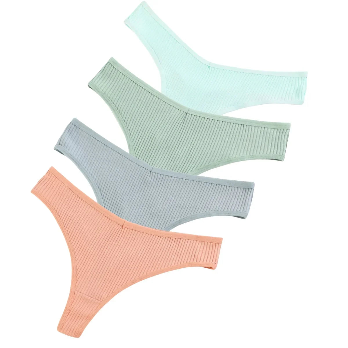 4Pcs/Set Women Cotton Panties Sexy V Waist Thongs M-XXL G-string Female Underpants Solid Color Comfortable Girls Lingerie