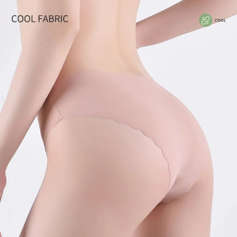 3Pcs/Set Ice Silk Panties Women Low Rise Briefs Female Underpants Glossy Invisible Underwear Sexy Lingerie XS-XL Bottoms Panties