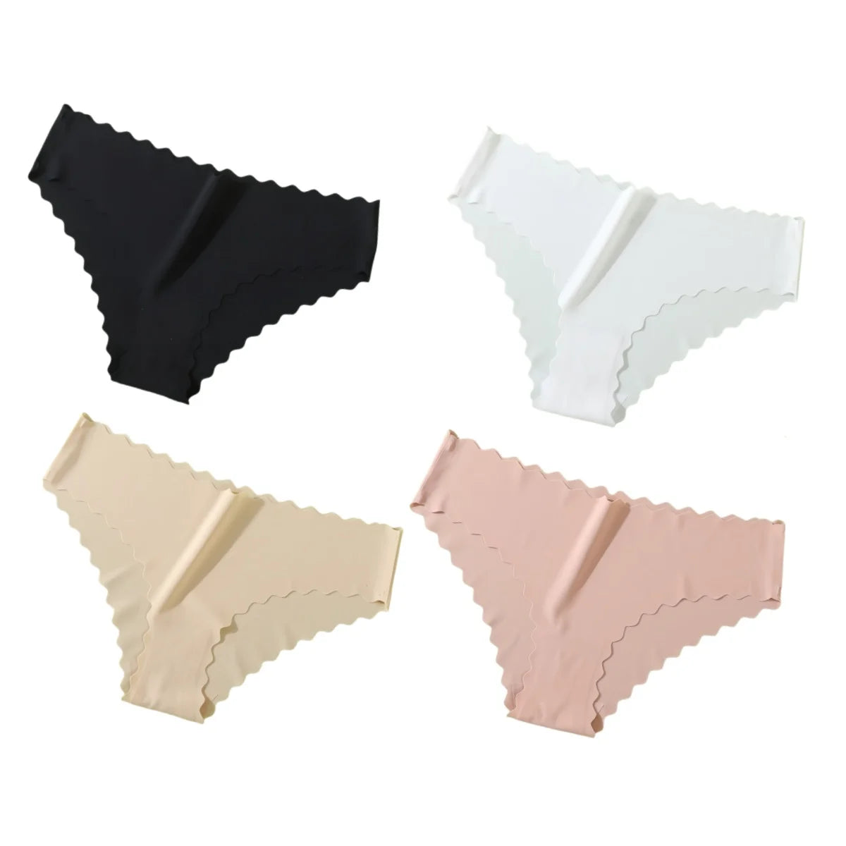 4Pcs/Set Classic Panties Women Low Rise Briefs Female Underpants Solid Color Underwear Ice Silk Panties Sexy Lingerie XS-XL