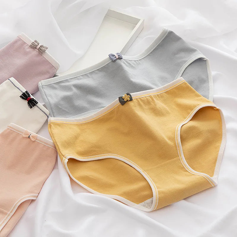 1Pc Cotton Panties Women's Comfort Breathable Underwear Low Waist Briefs Female Underpants Solid Color Sexy Lingerie M-XL