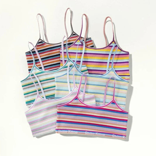 Girls Cotton Bras Female Thin Bralette Small Breast Girl Breathable Bra Colorful Striped Comfort Underwear No Pad Brasieres