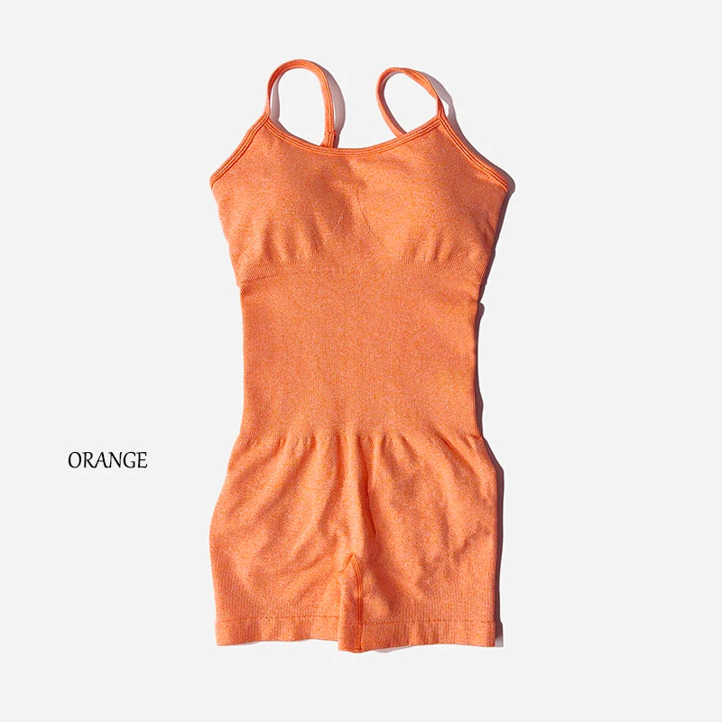 Yoga Set Women Fitness Rompers Sexy One Piece Strap Tummy Control Padded Sports Bra Workout Shorts JumpSuit Sportswear