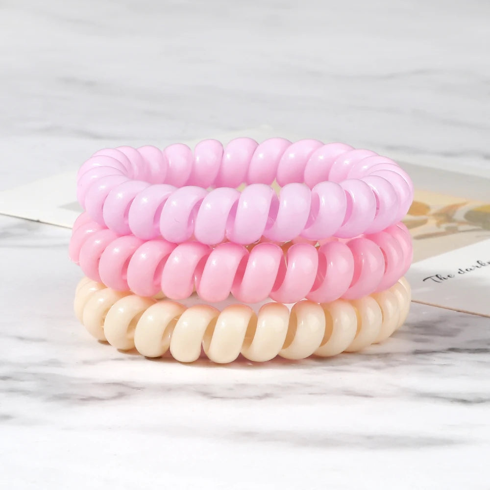 3-8Pcs/Set Telephone Wire Hair Bands Girl 5cm Mixed Color Highly Elastic Hair Ties Ponytail Holder Women Trendy Hair Accessories