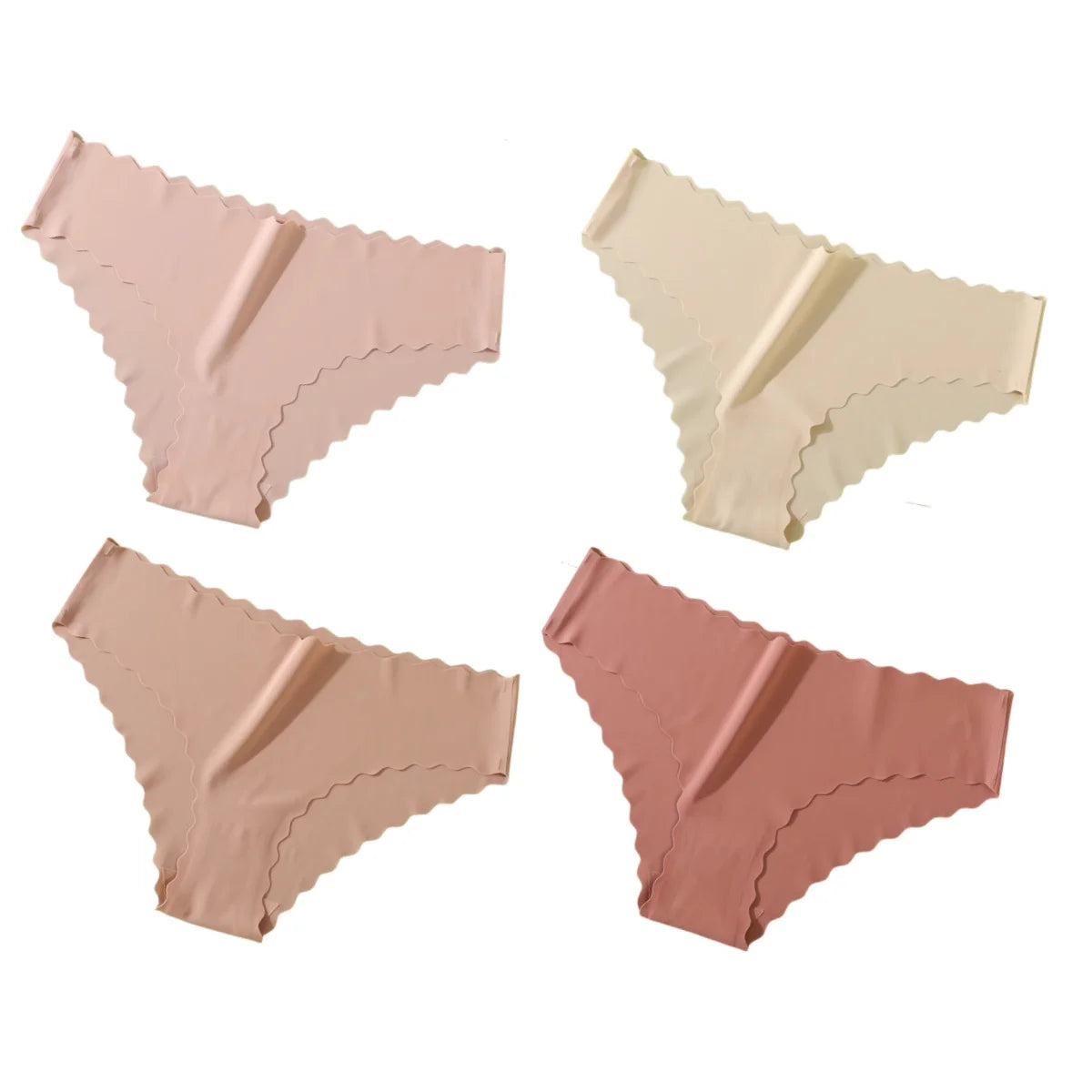 4Pcs/Set Classic Panties Women Low Rise Briefs Female Underpants Solid Color Underwear Ice Silk Panties Sexy Lingerie XS-XL