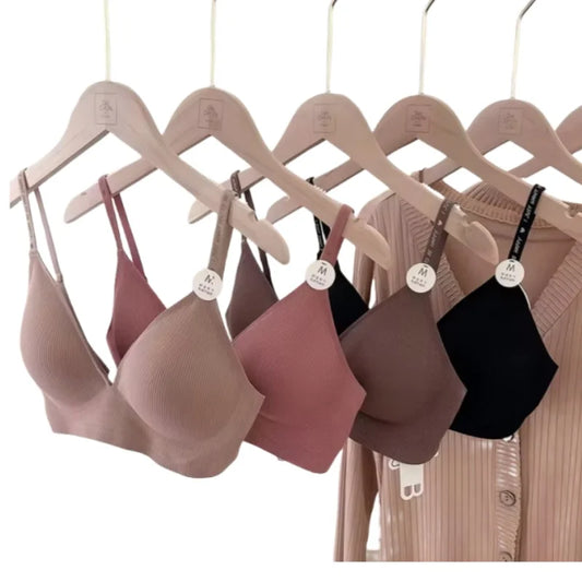 Push Up Bras For Women Non-wire Brassiere Soft Comfy Letter Straps Top Sexy Lingerie U-shaped Back Seamless Underwear Intimates