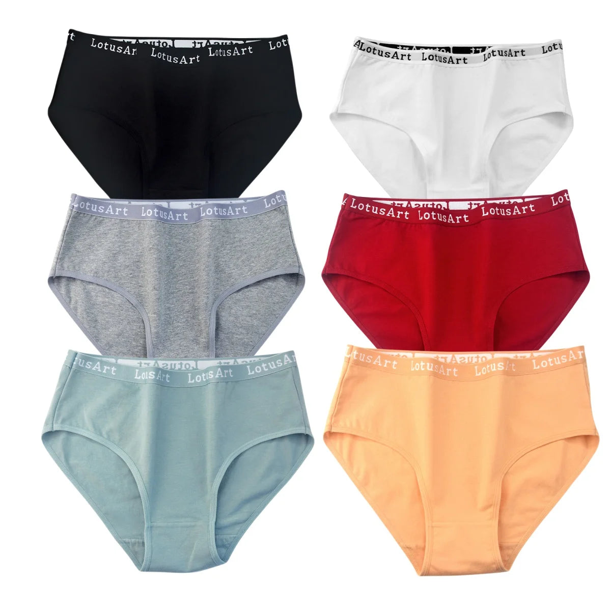 6PCS/Set Cotton Panties Women High Rise Briefs Seamless Underwear Female Underpants Solid Color Pantys M-2XL Comfort Intimates