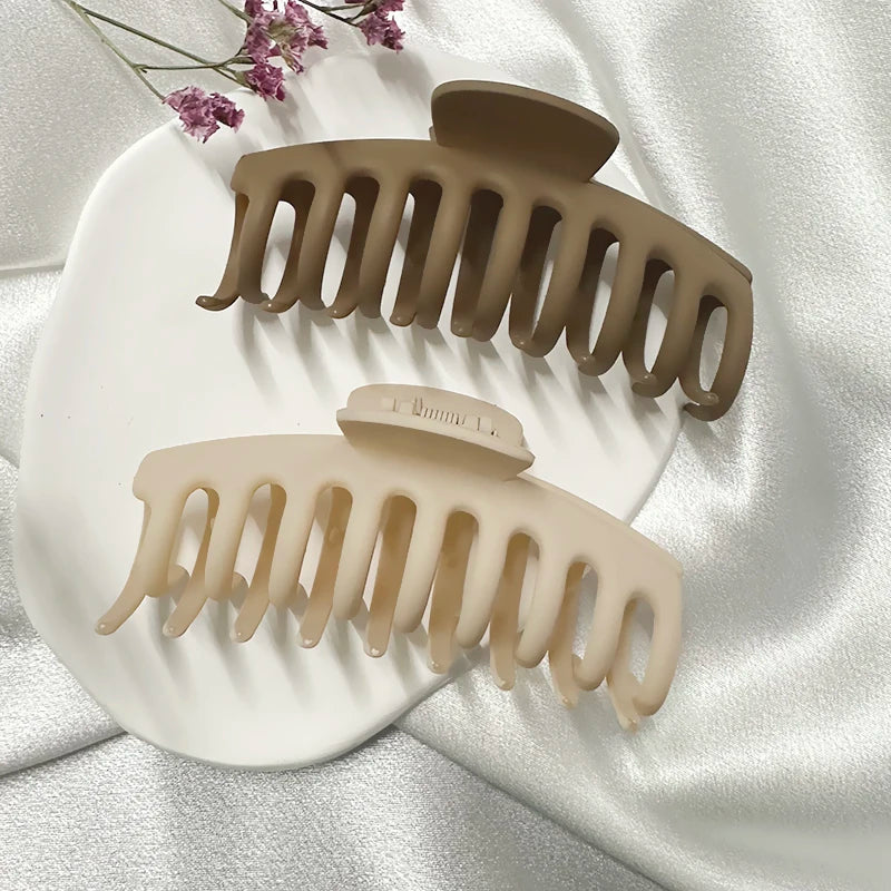 High Women Hair Claw Clips Korea Coffee Beige Acrylic Large Hair Claw Hairpin Geometric Barrettes Crab Girl Headwear Hair Accessories