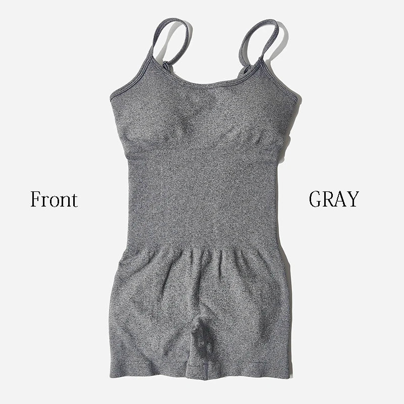 Yoga Set Women Fitness Rompers Sexy One Piece Strap Tummy Control Padded Sports Bra Workout Shorts JumpSuit Sportswear