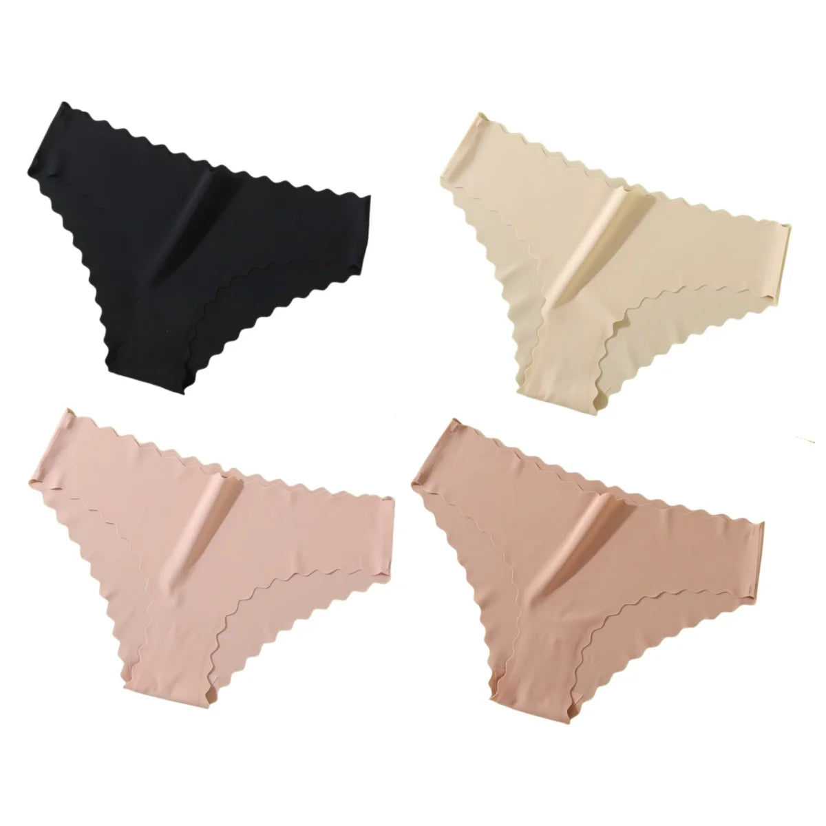 4Pcs/Set Classic Panties Women Low Rise Briefs Female Underpants Solid Color Underwear Ice Silk Panties Sexy Lingerie XS-XL