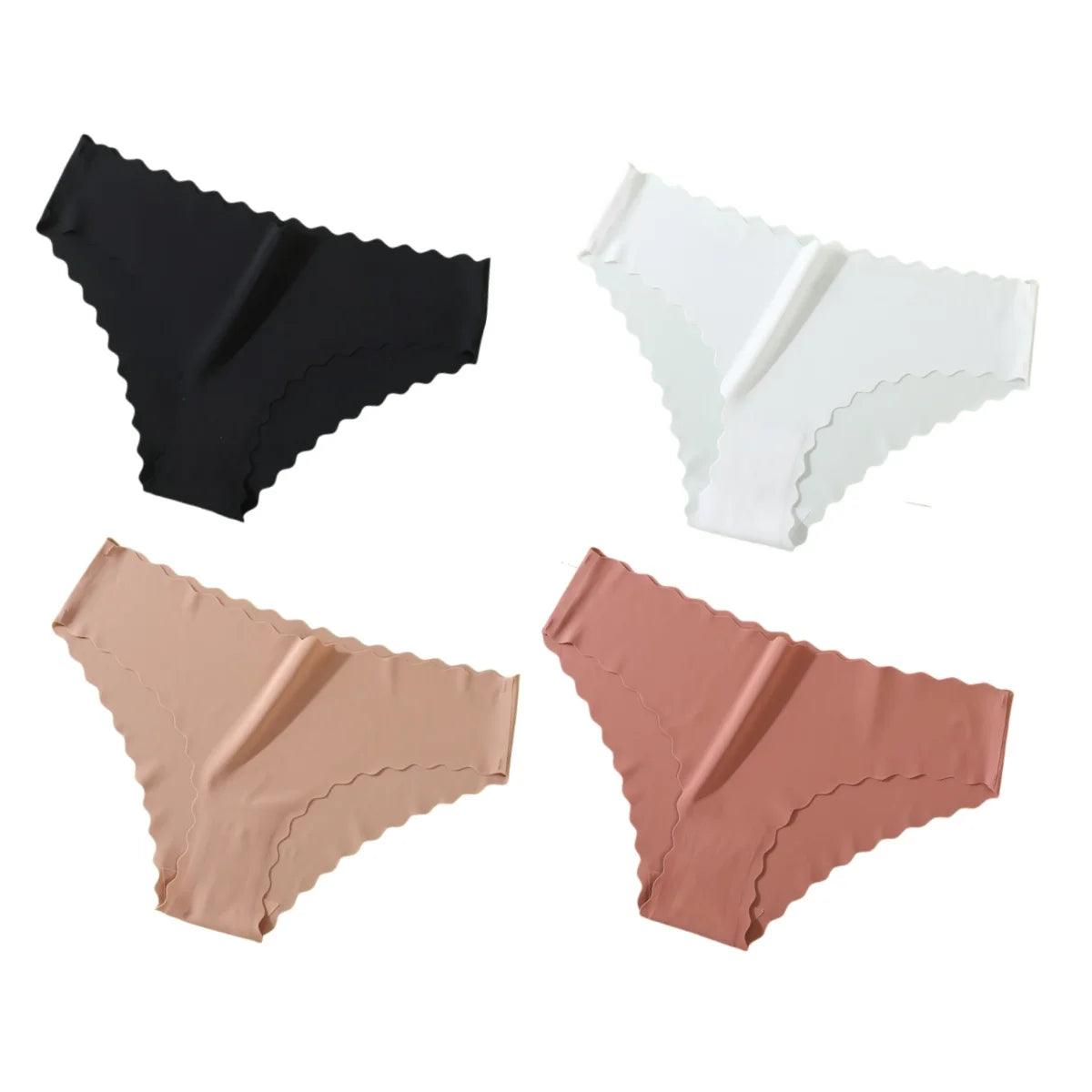 4Pcs/Set Classic Panties Women Low Rise Briefs Female Underpants Solid Color Underwear Ice Silk Panties Sexy Lingerie XS-XL