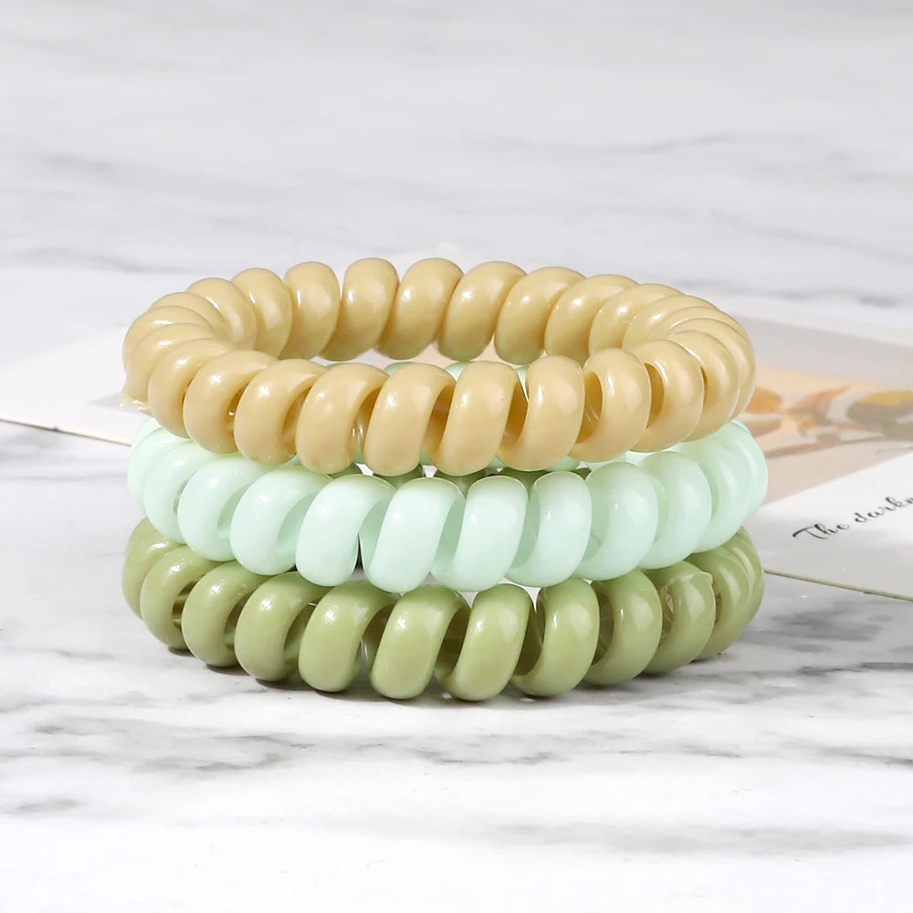 3-8Pcs/Set Telephone Wire Hair Bands Girl 5cm Mixed Color Highly Elastic Hair Ties Ponytail Holder Women Trendy Hair Accessories