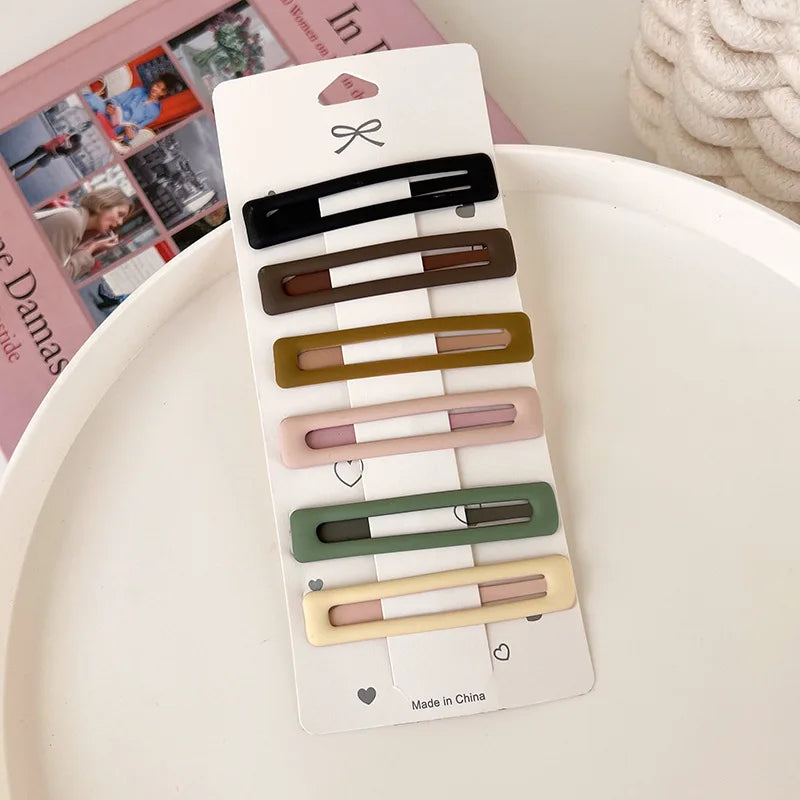 6Pcs/set Simple Colorful Frosted Hair Clip BB Clip for Women Girls Sweet Hairpin Bangs Side Clip Barrettes