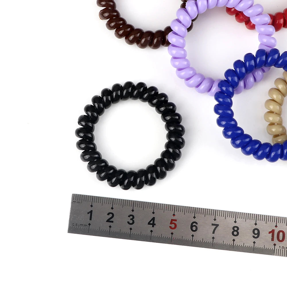 3-8Pcs/Set Telephone Wire Hair Bands Girl 5cm Mixed Color Highly Elastic Hair Ties Ponytail Holder Women Trendy Hair Accessories