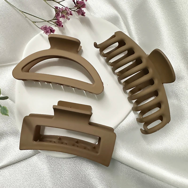 High Women Hair Claw Clips Korea Coffee Beige Acrylic Large Hair Claw Hairpin Geometric Barrettes Crab Girl Headwear Hair Accessories