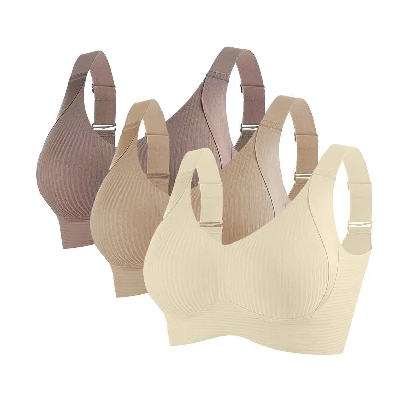 3Pcs/Set Push Up Bras For Women Non-wire Bra Seamless Underwear Adjust Straps B Cup Bralette Sexy Lingerie M-4XL Intimates