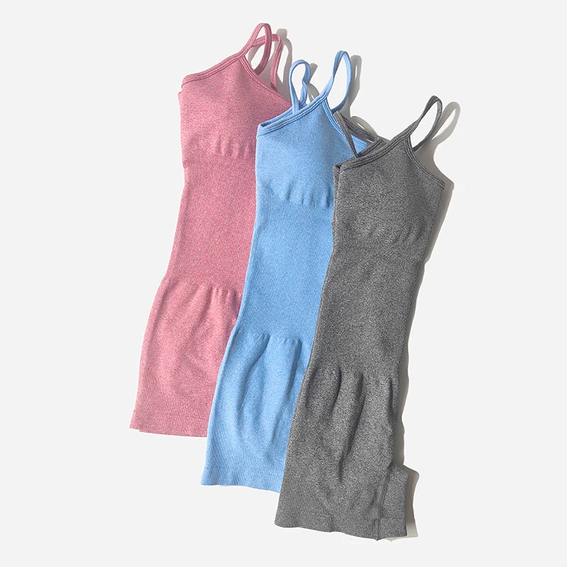 Yoga Set Women Fitness Rompers Sexy One Piece Strap Tummy Control Padded Sports Bra Workout Shorts JumpSuit Sportswear