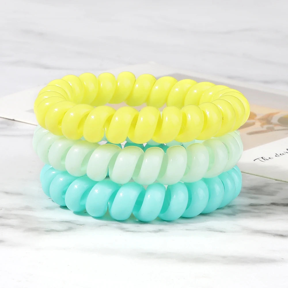 3-8Pcs/Set Telephone Wire Hair Bands Girl 5cm Mixed Color Highly Elastic Hair Ties Ponytail Holder Women Trendy Hair Accessories
