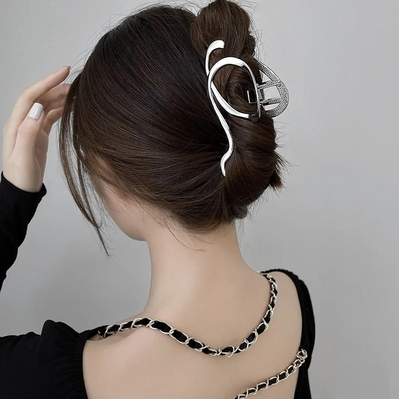 Metal Geometric Hair Claw Crab Hairpins Fashion Cross Hair Clips Barrettes Women Girls Korean Ponytail Clip Hair Accessories