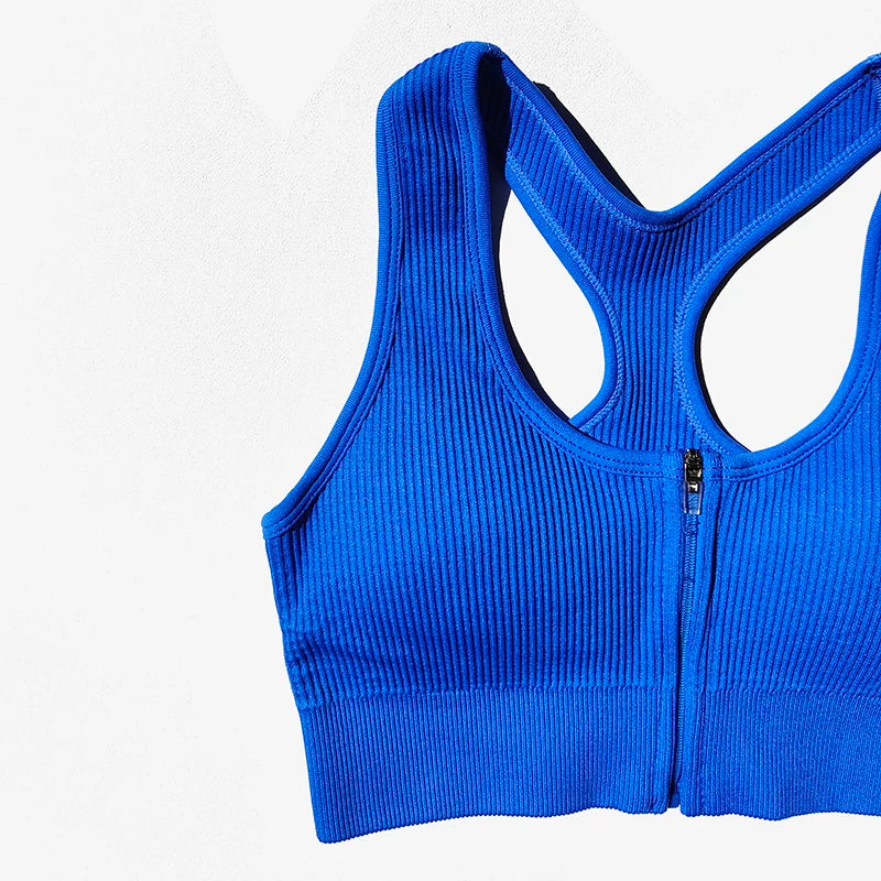 Sports Bra Crop Top Zipper Fitness Women Sportswear Sport Top Bras For Fitness Gym Female Running Push Up Yoga Workout Bra