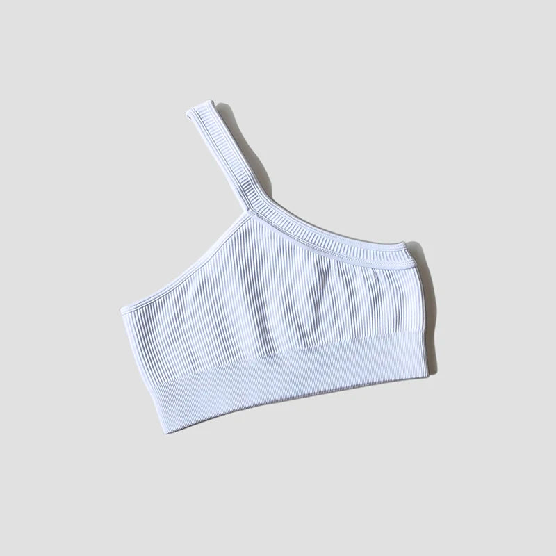 Sexy One Shoulder Yoga Bra Women Sports Crop Top Athletic Vest Push Up Underwear Sports Bra Sportswear