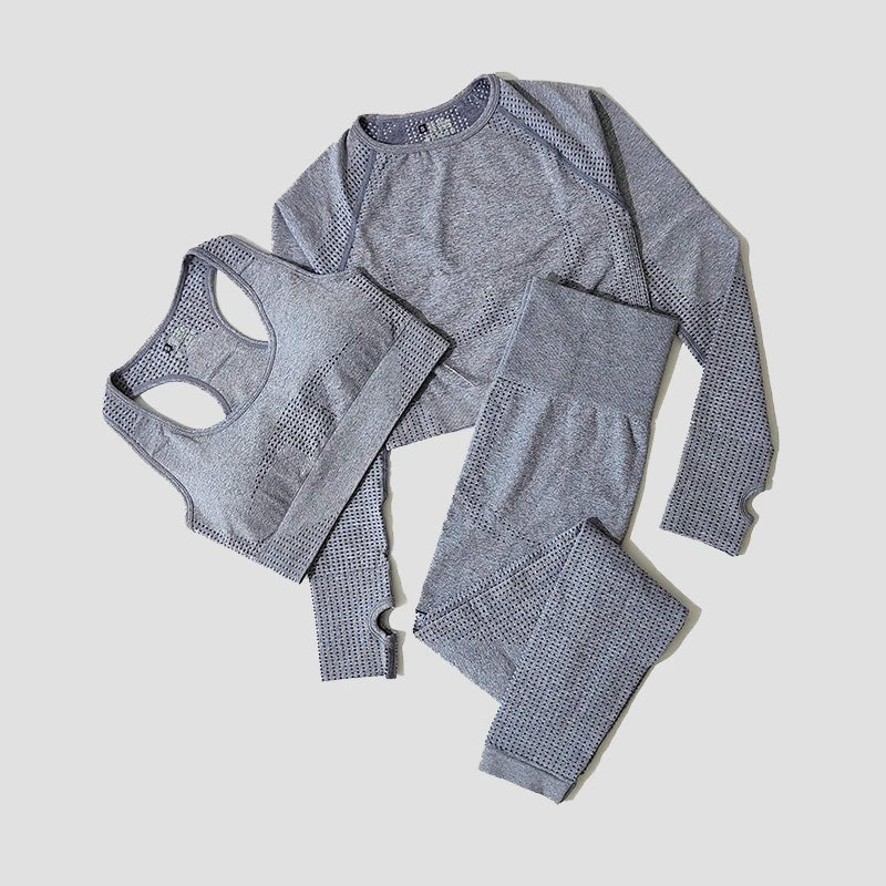 2/3/5PCS Seamless Women Yoga Set Workout Sportswear Gym Clothing Fitness Long Sleeve Crop Top High Waist Leggings Sports Suits