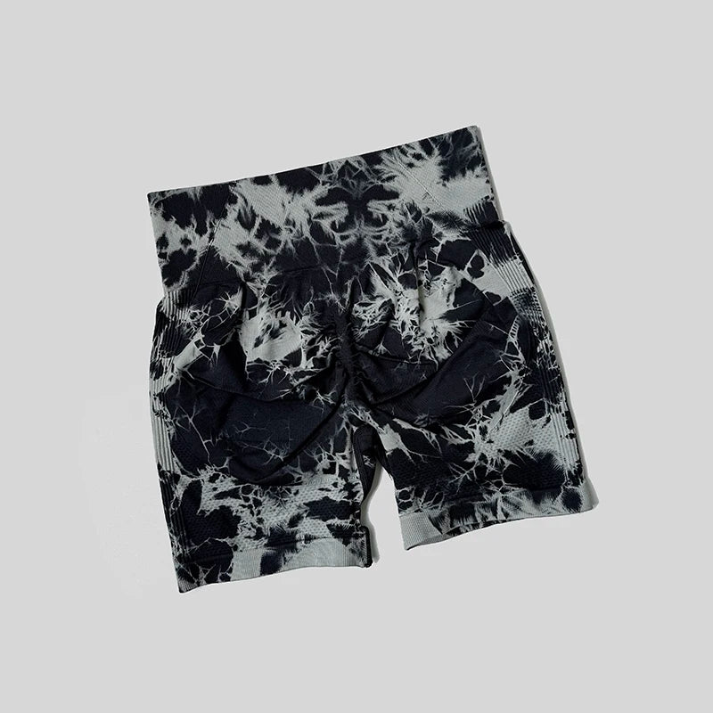 Yoga Shorts For Women Sports Tie Dye Seamless Cycling Running Shorts High Waisted Sports Workout Gym Fitness Shorts