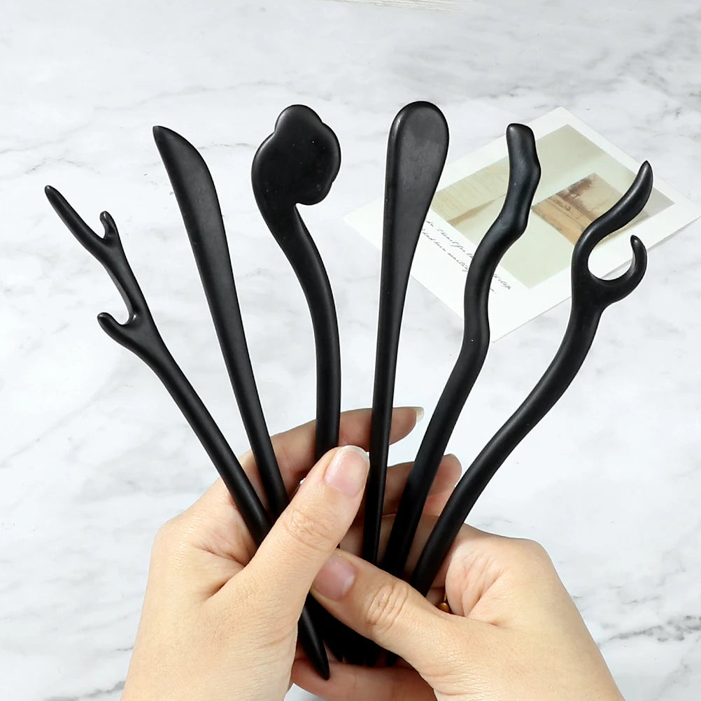 Style Retro Sandalwood Hair Clip Hairpin Chinese Ancient Carved Wooden Chopstick Hair Stick Cosplay Party Headwear Accessories