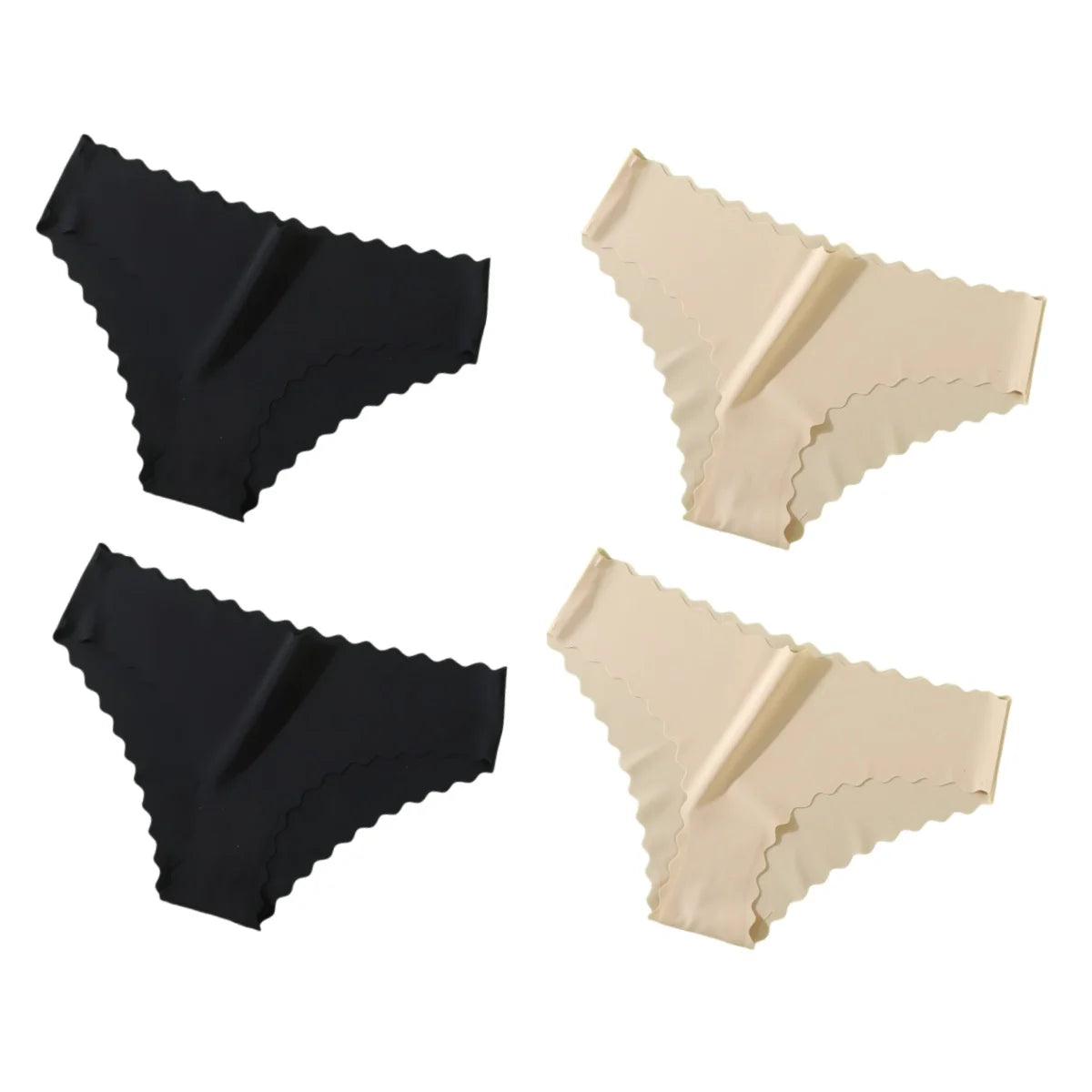 4Pcs/Set Classic Panties Women Low Rise Briefs Female Underpants Solid Color Underwear Ice Silk Panties Sexy Lingerie XS-XL