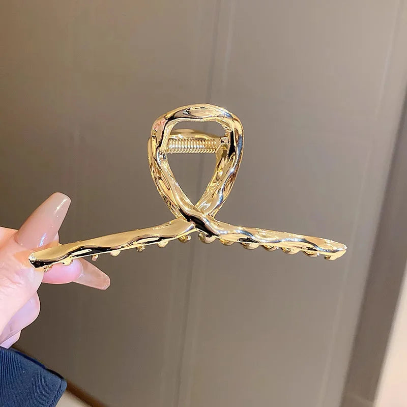 Metal Geometric Hair Claw Crab Hairpins Fashion Cross Hair Clips Barrettes Women Girls Korean Ponytail Clip Hair Accessories
