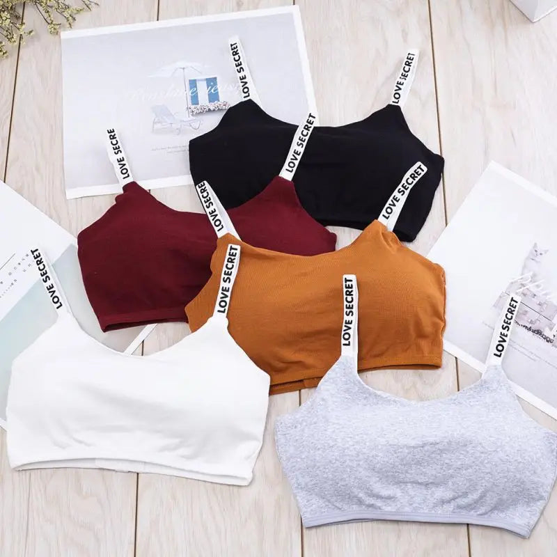 Cotton Bras For Women Non wire Bra Tube Top Seamless Underwear Letter Strap Soft Bra Removable Pads Sexy Lingerie