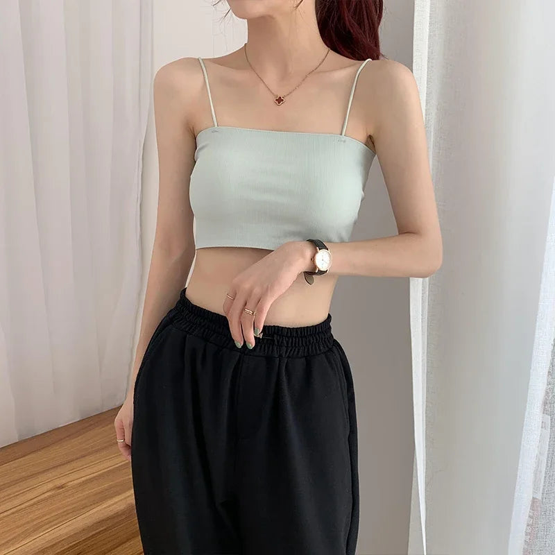 Summer Tube Bras For Women Sexy Seamless Underwear Crop Tops Sexy Lingerie Silky Bandeau Bra Removable Pads Intimates