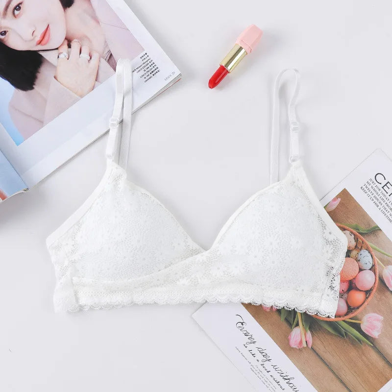 Floral Lace Bra Non-Wire Bralette Push Up Bras For Women V-neck Brassiere Female Padded Underwear Sexy Lingerie Intimates