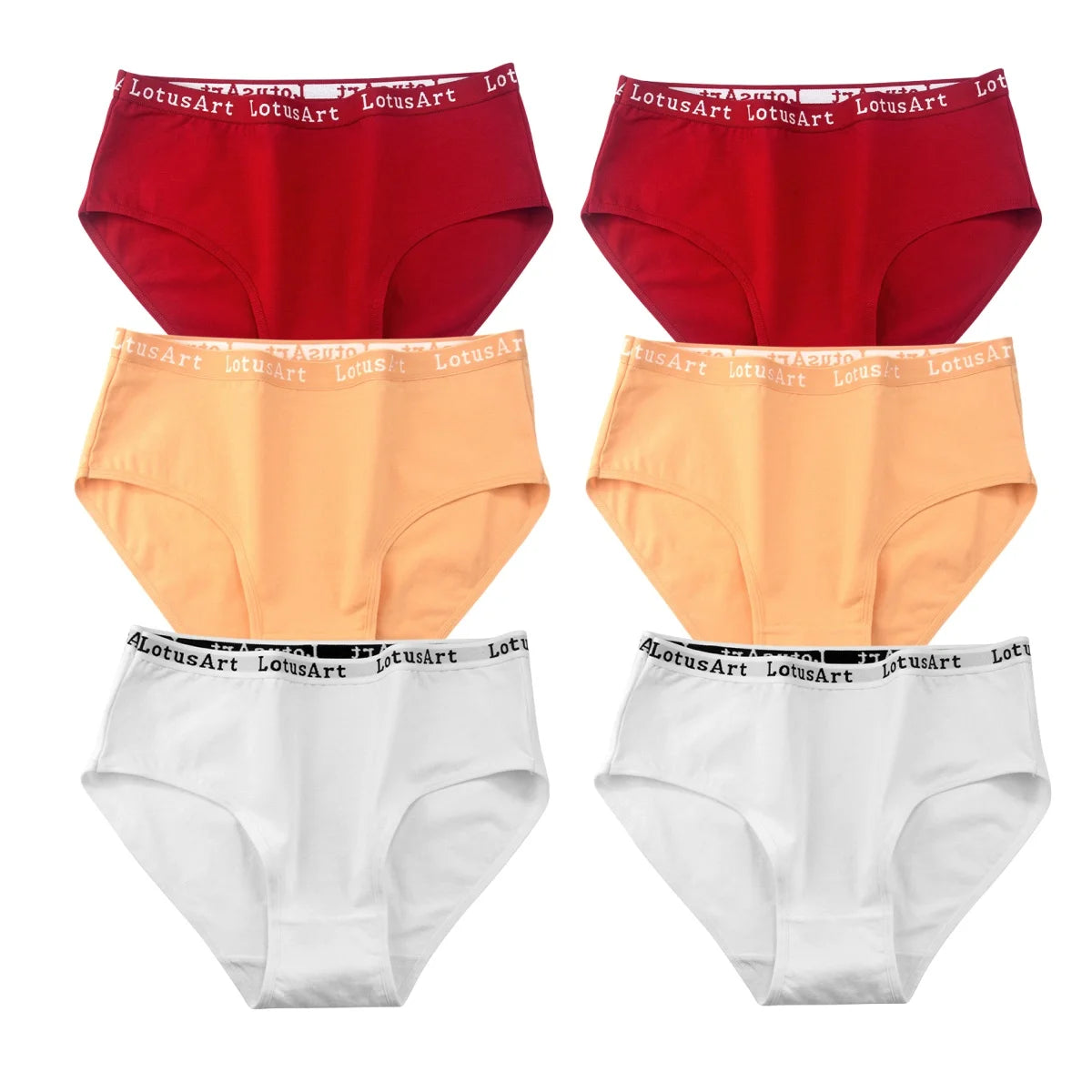 6PCS/Set Cotton Panties Women High Rise Briefs Seamless Underwear Female Underpants Solid Color Pantys M-2XL Comfort Intimates