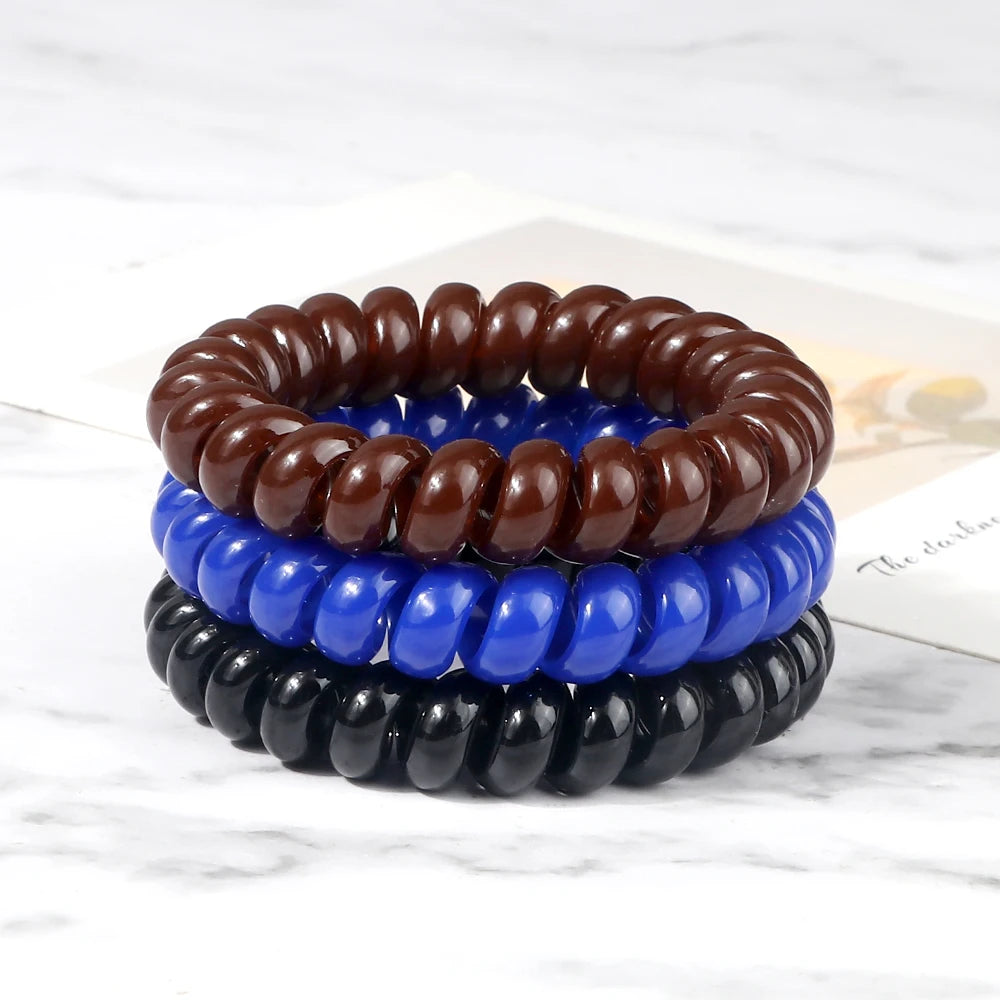 3-8Pcs/Set Telephone Wire Hair Bands Girl 5cm Mixed Color Highly Elastic Hair Ties Ponytail Holder Women Trendy Hair Accessories
